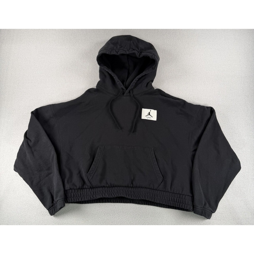 Jordan Womens Loose Fit Cropped Black Hoodie Size MEDIUM